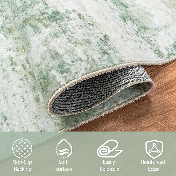 Aelenmu 6x9 Area Rugs for Living Room Washable Bedroom Dining Room Green | - Image 5