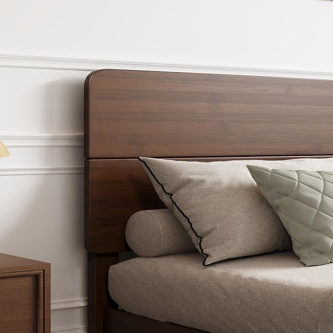 BOSRII 14in High Solid Bamboo Wood Platform King Size Bed Frame - Image 3