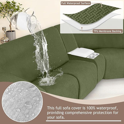ALIECOM 100% Waterproof Recliner Sectional Couch Covers L Shape Stretch Corner - Image 4