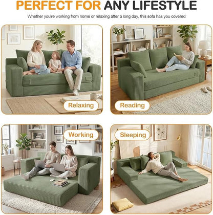 Oversize Loveseat Boneless Convertible Sofa Bed, Folding Floor Futon Sleeper - Image 5