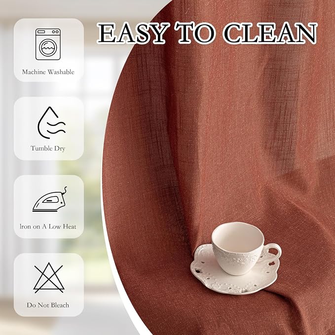 MYSKY HOME Extra Long Curtains for Living Room 96 Inches Light Filtering Semi - Image 8