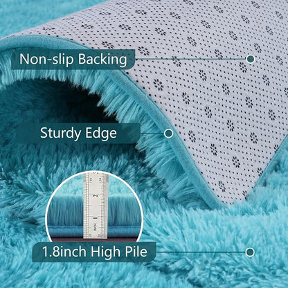 3x5 Blue Fluffy Soft Area Rug Non-Slip - Image 6