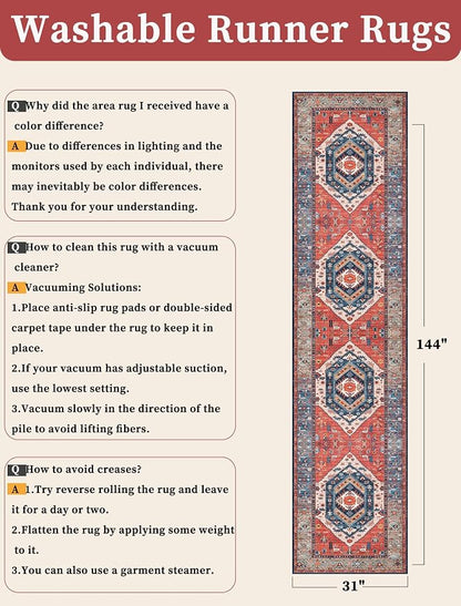 SERISSA 2'6"x12' Washable Non Slip Boho Runner Rug - Image 6