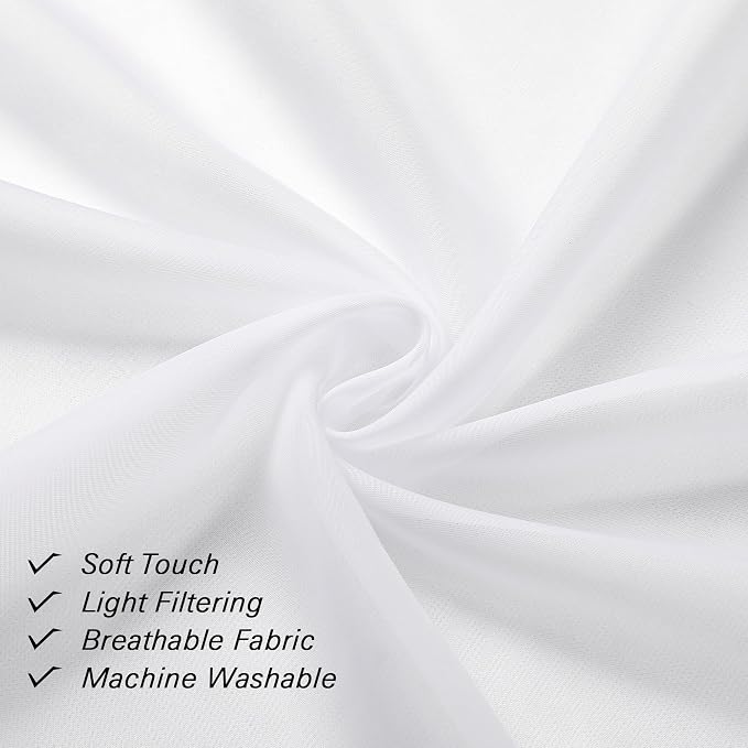 36 Inch White Sheer Curtains Tiers 2 PCS - Image 3