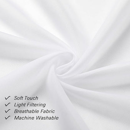 36 Inch White Sheer Curtains Tiers 2 PCS - Image 3