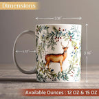 Maison d' Hermine Coffee Mug with Handles Fine Bone China Mugs Pack of One Tea Cups for Hot Beverages Cappuccino Latte Home Restaurant Office Perfect for Gift (Holly Time - Biche, 15 Ounce)