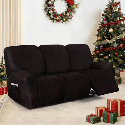 ANARACHON Leather Look Recliner Couch Cover, 8-Pieces Stretch Recliner Sofa - Image 2