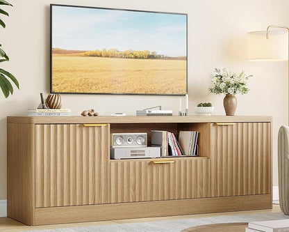 TEENFON 55" TV Stand for TVs Up to 60", Modern Fluted Entertainment Center by TEENFON