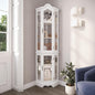 BELLEZE Lighted 3-Side Glass Display Curio Cabinet w/ Tempered Glass Doors and by BELLEZE