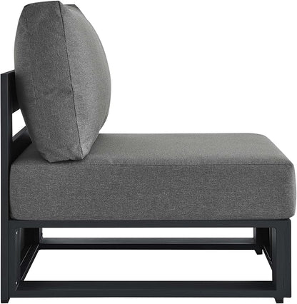 Modway Tahoe Aluminum Armless Patio Gray Charcoal Modular Weather-Resistant - Image 4