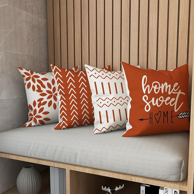 YCOLL Fall Pillow Covers 16x16 Set of 4, Modern Sofa Throw Pillow Cover - Image 5