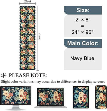 DUKINO 2x8 Washable Runner Rug, Floral Non Slip Kitchen Rugs, Soft Throw Rug - Image 2