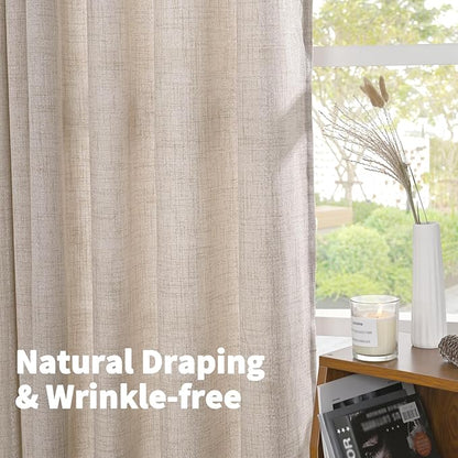 YoungsTex Linen Curtains 52 x 98 Inch 2 Panels, Filtering Drapes Grommet | - Image 7