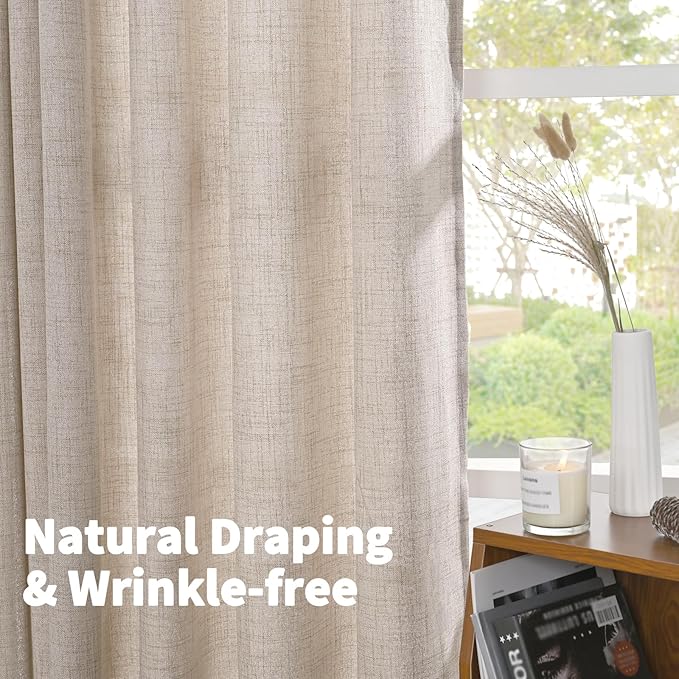 YoungsTex 68 Inch Length Linen Semi Sheer Curtains 2 Panels - Image 6