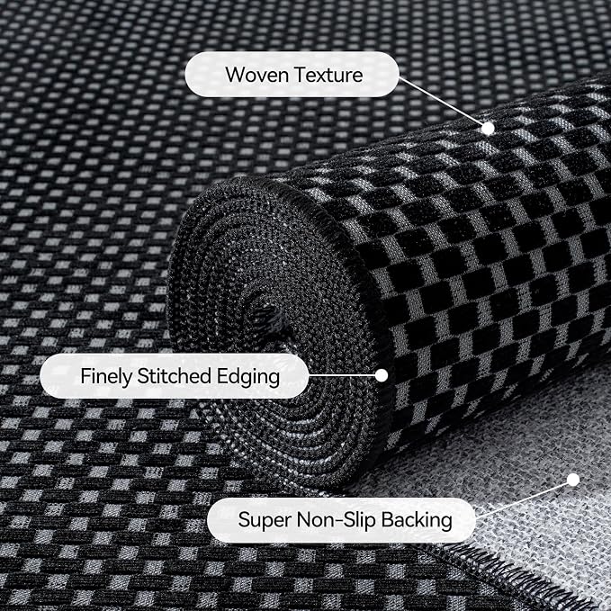 3x5 ft Area Rug Entryway Runner Kitchen Rugs Non Slip Washable Black | Boho - Image 5