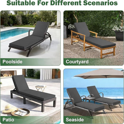 2 Pcs Chaise Lounge Cushions Outdoor Set of 2, Outdoor Chaise Cushion - Image 3
