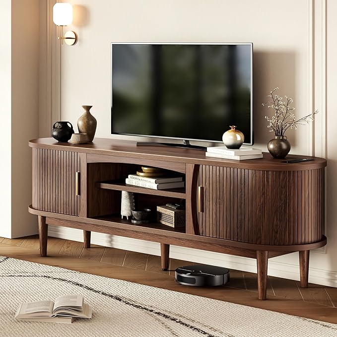 Decofy Mid Century TV Stand for TVs up to 70 Inches, Entertainment Center - Image 7