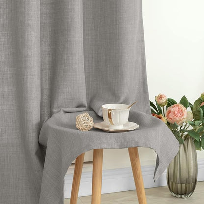 Grey Semi Sheer Linen Curtains 90 Inch Long - Image 8