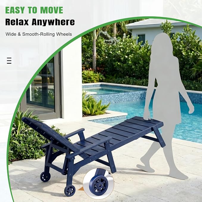 Outdoor Lounge Chair with 5-Position Adjustable, Outside Lounge Chair with Cup - Image 6