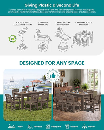 SERWALL Patio Dining Set with 15FT Double Side Umbrella, Outdoor Dining Sets - Image 6