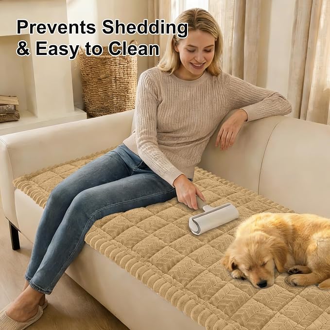 Smiry Couch Cover for Dogs, Non Slip Fuzzy Pet Sofa Arm Covers Washable | Sofa - Image 3