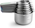 Spring Chef Magnetic Stainless Steel Measuring Cups (Patent Pending), Kitchen Tools with Easy to Read Markings for Measuring Dry or Liquid Ingredients, Set of 7, Winter Frost