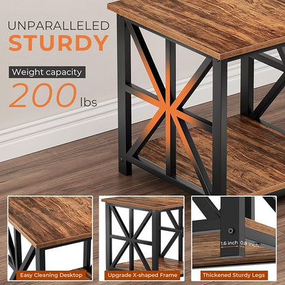 GreenForest End Table with 2-Tier Storage Shelf, 19.7 inch Side Table - Image 4