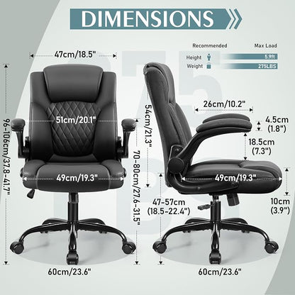 Leather Office Chair, PU Home Computer Desk Chairs - Image 3