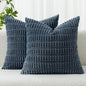 MIULEE Corduroy Decorative Throw Pillow Covers 18x18 Blue Pack of 2 | Soft Boho by MIULEE