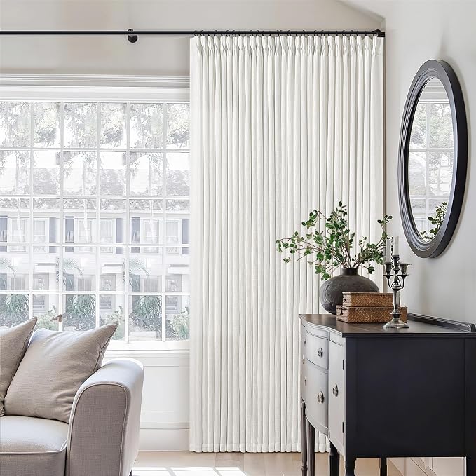 86 Inch Pinch Pleated Linen Curtains 2 Panels 40x86 Beige White | Memory - Image 7