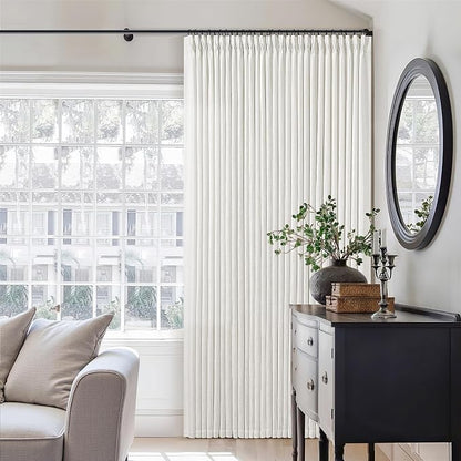 Beige White Pinch Pleated Linen Curtains 92 Inches Long 2 Panels | Memory - Image 7