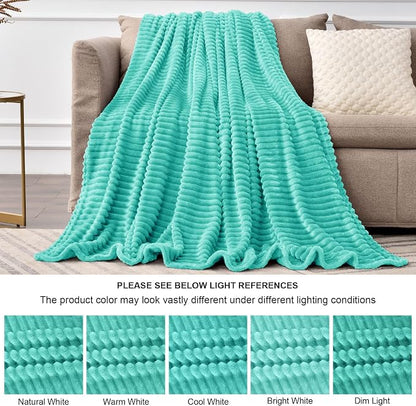 BEDELITE 3D Ribbed Jacquard Aqua Fleece Throw Blanket - Image 6