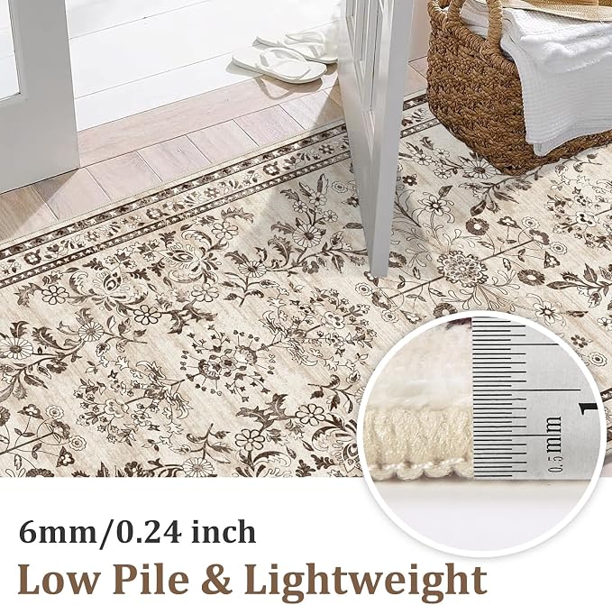 Yamaziot 2x12 Washable Hallway Runner Rug Non Slip Floral Carpet, Stain - Image 2
