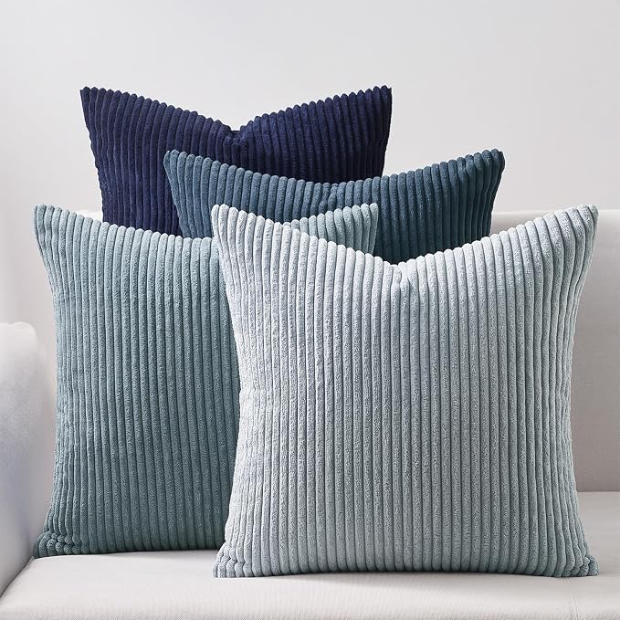Topfinel Decorative Throw Pillow Covers Dark Blue Navy Series, Summer Corduroy by Topfinel