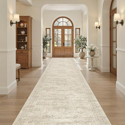 Soalmost Washable 3x16 Hallway Runner Rug Non-Slip Kitchen Entry Rugs Beige | by Soalmost