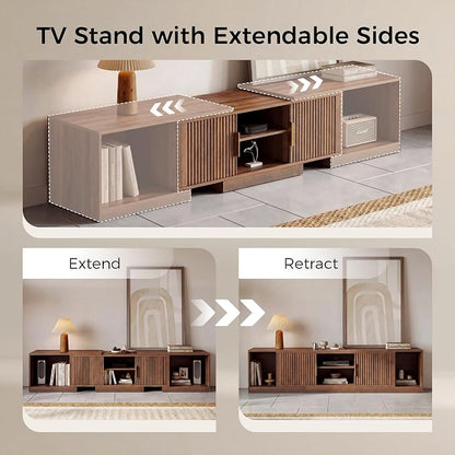 IRONCK TV Stand for 55-80 Inches TVs, Extendable Corner Entertainment Center - Image 4