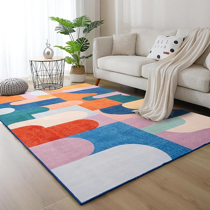 Area Rug 4x6 Candy Rug Washable Rugs Non Slip Low Pile Small Carpet - Image 6