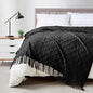 BOURINA Black Throw Blanket 50 x70 Inches Jacquard Argyle Throw Textured Solid by BOURINA