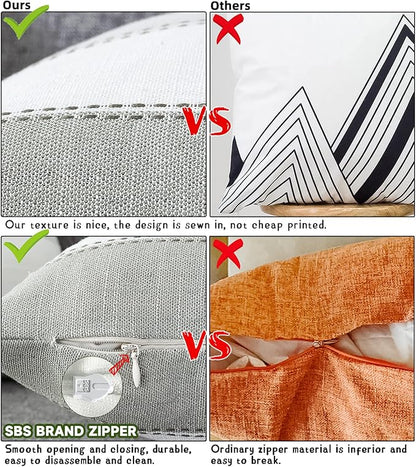 AmHoo Pack of 2 Farmhouse Stripe Check Throw Pillow Covers Set Case Cotton - Image 5