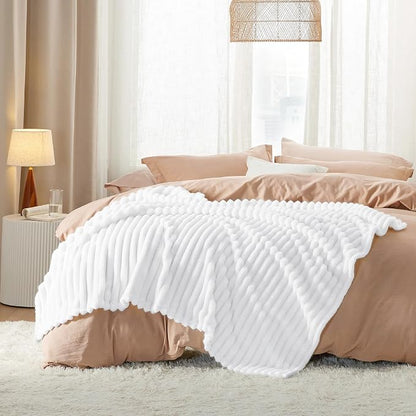 Bedsure Soft Twin Blanket for Bed Decor Gifts Bright White 60"x80" | Birthday - Image 7