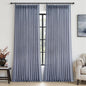 Dusty Blue 102 Inch Extra Long Memory Trained Pleated Linen Sheer Curtains by PleatedDrapes