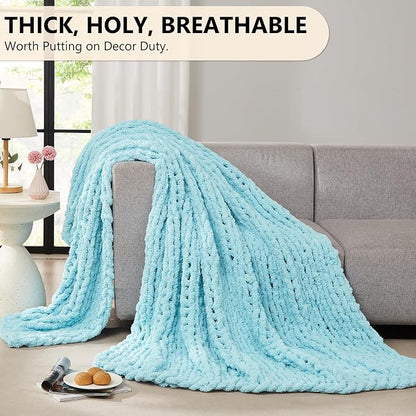 L'AGRATY Chunky Knit Throw Blanket - Image 4