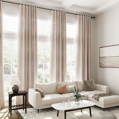 Oatmeal Linen Curtains 90 Inch Length 2 Panels Set - Image 8