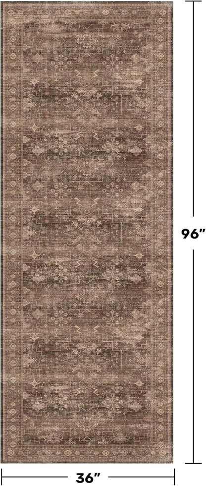 Brown Washable Long Runners for Hallways, 3x8 Wide Kitchen Runner Rug, Entryway - Image 2