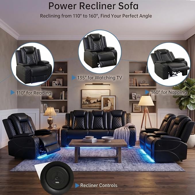 2-Piece Leather Power Recliner Sofa Set - Image 3