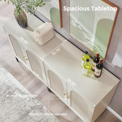 IFBUY Modern Sideboard Buffet Cabinet, 123.5" W Fluted Arched Buffet Cabinet - Image 6