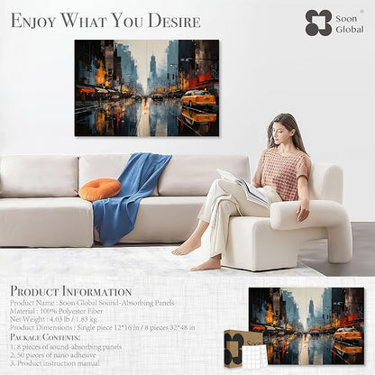Soon Global 8-Pack Acoustic Panels, Soundproof Wall Panels, 48 X 32 Inches - Image 4