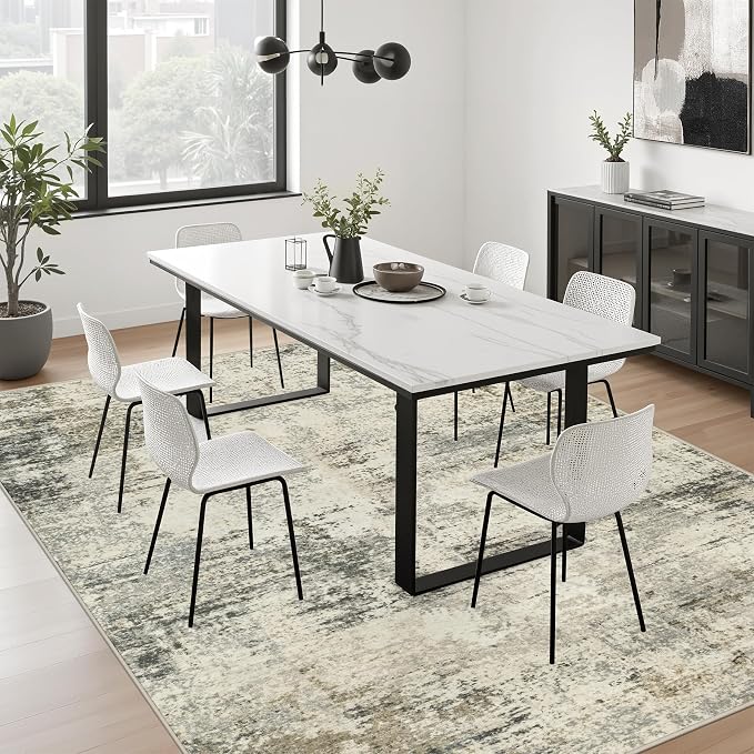 10x12 Area Rug Living Room: Modern Washable Soft Carpet Ash Brown | - Image 4