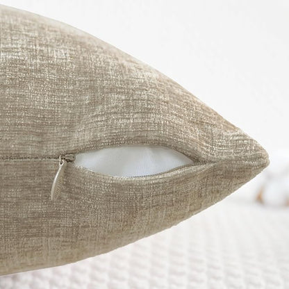 CaliTime Decorative Couch Throw Pillow Covers 24 X 24 Inches Light Taupe | Pack - Image 3