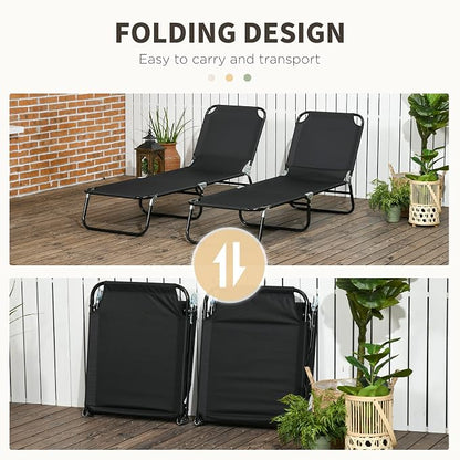 Outsunny 2 Piece Folding Chaise Lounge Pool Chairs, Outdoor Sun Tanning Chairs - Image 5